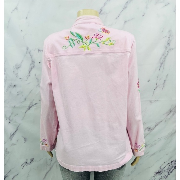 Quacker Factory Vintage Embroidered Floral Jacket Pink - Picture 2 of 6